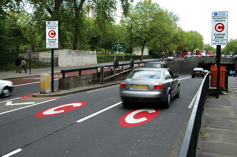 Ingang van de Londense congestion charge zone