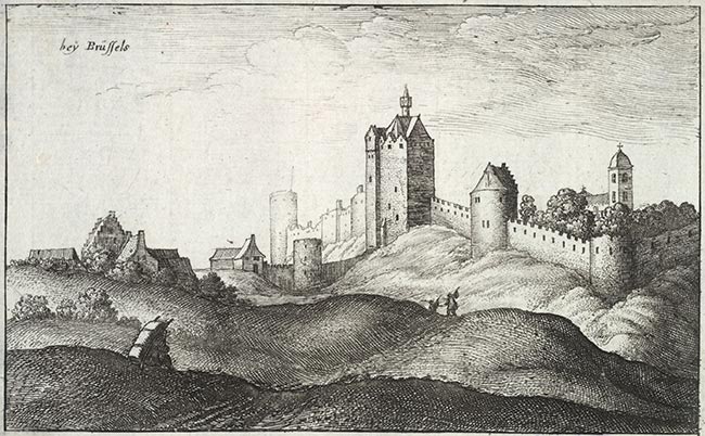 De tweede stadsomwalling van Brussel in de 16e eeuw, door Wenceslas Hollar.